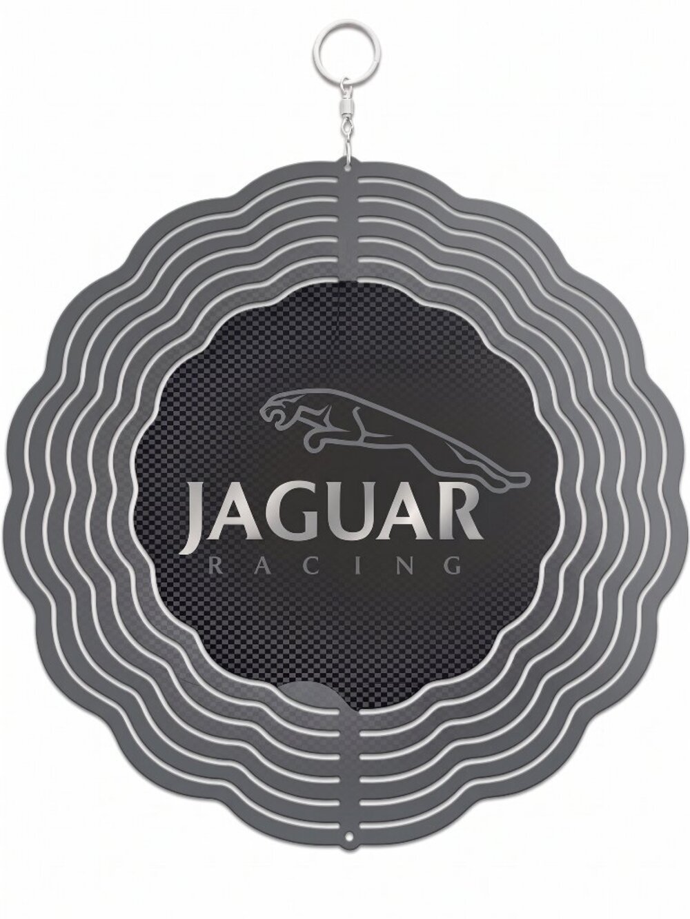 10" Jaguar Racing Logo Kinetic Wind Spinner - Grey Metal Hanging Yard Decor